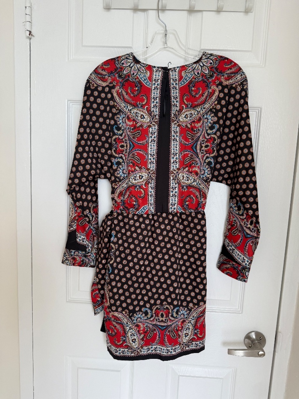 Zara Paisley Wrap Dress Small Boho Mini Dress Long Sleeve Zimmermann Inspired - Picture 6 of 11